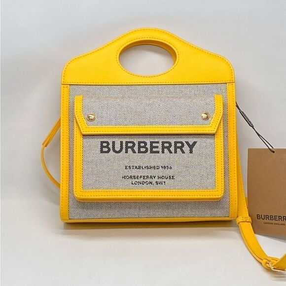 Burberry Mini Leather-Trimmed Canvas Pocket Tote - Picture 2 of 16